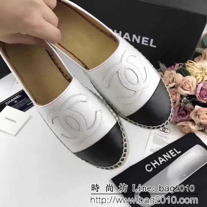 CHANEL香奈兒 彩色羊皮系列 漁夫工藝 白色綿羊皮 女休閒鞋 QZS2325